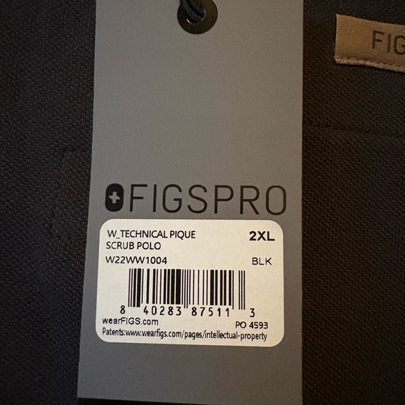 Figs women’s Technical Pique Polo Black 2XL NWT - Picture 3 of 4